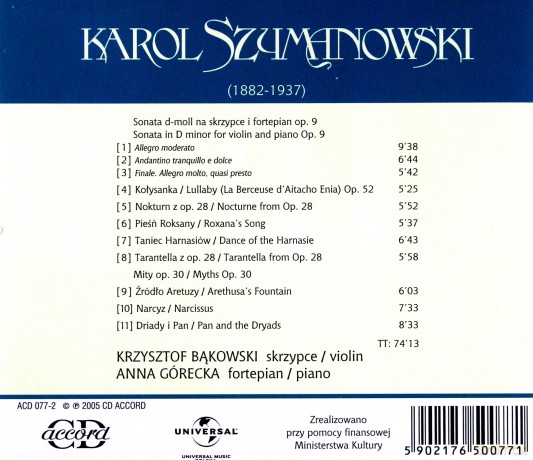 Krzysztof Bąkowski, Anna Górecka: Karol Szymanowski [CD]