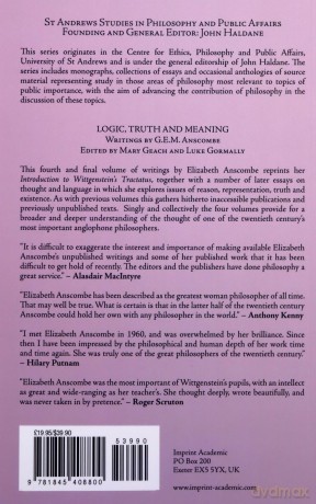 Logic, Truth and Meaning: Writings of G.E.M. Anscombe: 4 (St Andrews Studies in Philosophy and Public Affairs) - Mary Geach [KSIĄŻKA]