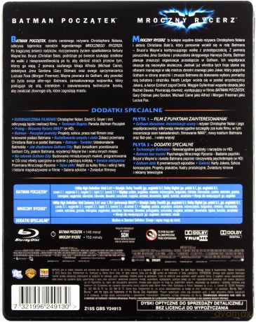Batman Pakiet Kolekcjonerski: Batman-Początek / Batman: Mroczny rycerz (Steelbook) [BOX] [3Blu-Ray]