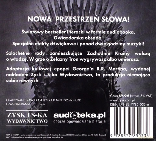 Gra o Tron - George R.R. Martin (digipack) [AUDIOBOOK] [4CD-MP3]