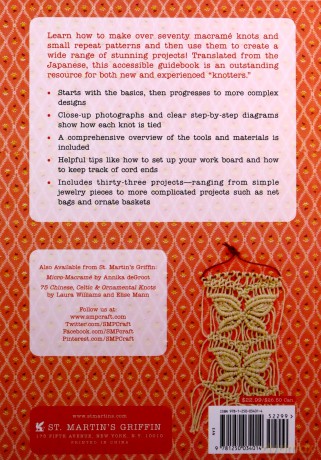 Macrame Pattern Book: Includes Over 70 Knots and Small Repeat Patterns Plus Projects - Marchen Art [KSIĄŻKA]