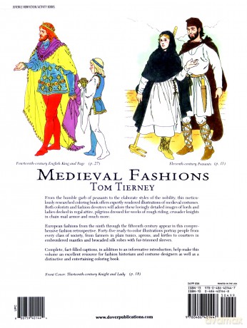 Medieval Fashions Coloring Book (Dover Fashion Coloring Book) - Tom Tierney [KSIĄŻKA]