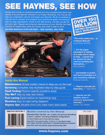 Mercedes-Benz Sprinter Diesel (95 - Apr 06) Haynes Repair Manual - Anon [KSIĄŻKA]