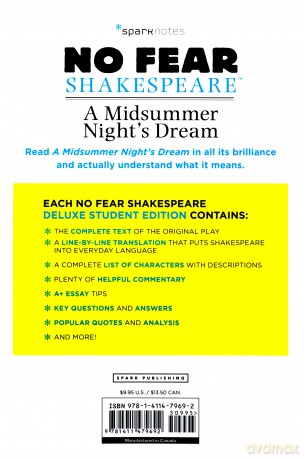 Midsummer Night's Dream: No Fear Shakespeare Deluxe Student Edition (No Fear Shakespeare): Volume 29 - SparkNotes [KSIĄŻKA]