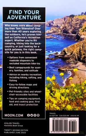 Moon California Camping (Twenty second Edition): The Complete Guide to Tent and RV Camping (Travel Guide) - Tom Stienstra [KSIĄŻKA]