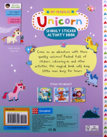 My Magical Unicorn Sparkly Sticker Activity Book (Campbell My Magical, 4) - Campbell Books [KSIĄŻKA]