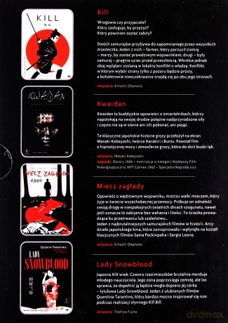 Kino Samurajskie: Miecz zagłady | Kill | Lady Snowblood | Kwaidan [BOX] [4DVD]