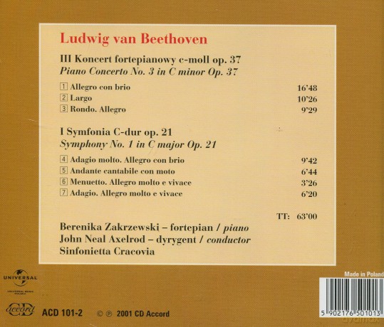 Berenika Zakrzewski: Beethoven-3 Koncert Fortepianowy [CD]
