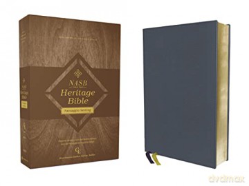 NASB, Heritage Bible, Passaggio Setting, Genuine Leather, Buffalo, Blue, 1995 Text, Art Gilded Edges, Comfort Print: Elegantly uniting single and double columns into one Passaggio Setting Bible design - Bibles - Zondervan [KSIĄŻKA]