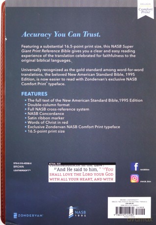 NASB, Super Giant Print Reference Bible, Leathersoft, Brown, Red Letter, 1995 Text, Comfort Print - Zondervan [KSIĄŻKA]