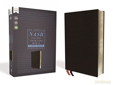 NASB, Thinline Bible, Large Print, Bonded Leather, Black, Red Letter Edition, 1995 Text, Comfort Print - Zondervan [KSIĄŻKA]