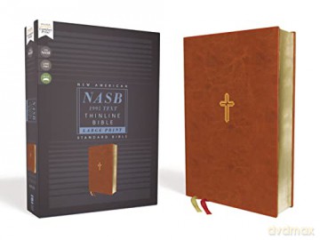 NASB, Thinline Bible, Large Print, Leathersoft, Brown, Red Letter Edition, 1995 Text, Comfort Print - Zondervan [KSIĄŻKA]
