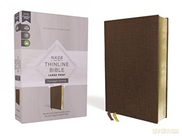 NASB, Thinline Bible, Large Print, Passaggio Setting, Leathersoft, Brown, Red Letter, 1995 Text, Comfort Print: Elegantly uniting single and double columns into one Passaggio Setting Bible design - Bibles - Zondervan [KSIĄŻKA]