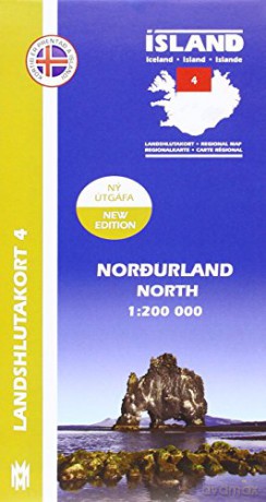 Nordurland North Iceland Map 1: 200 000: Regional map 4 - Mál og menning [KSIĄŻKA]