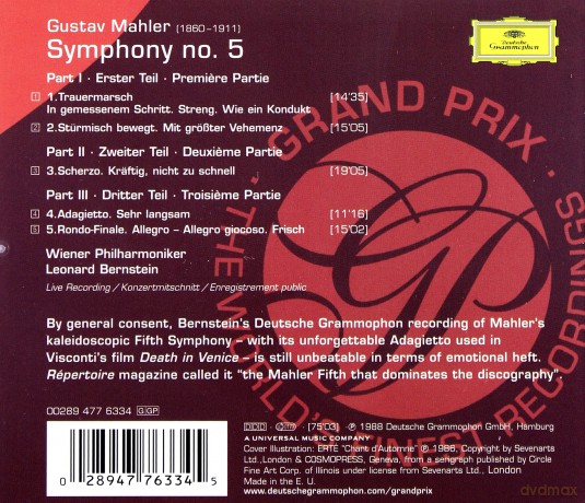 Bernstein Wp: Mahler:Symphony No.5 - Grand Prix [CD]
