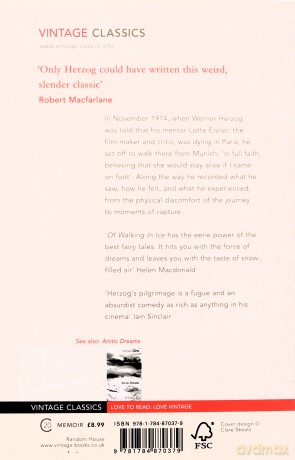 Of Walking In Ice: Munich - Paris: 23 November - 14 December, 1974 (Vintage Classics) - Werner Herzog [KSIĄŻKA]