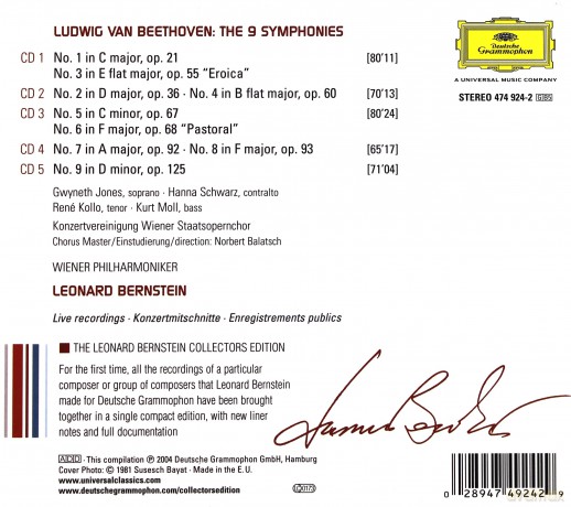 Leonard Bernstein: Beethoven: Complete Recordings The 9 Simphonies [BOX] [5CD]