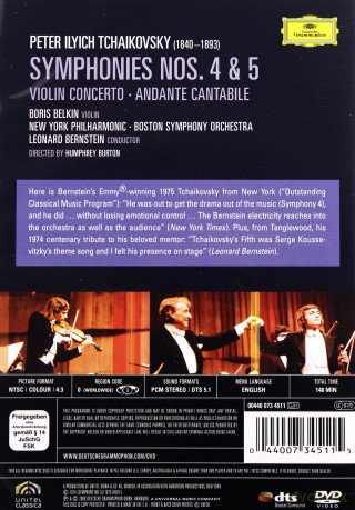 Bernstein: Tchaikovsky:Symphonies Nos.4&5 [DVD]