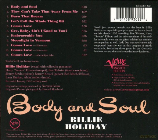 Bilie Holiday: Body&Soul (digipack) [CD]