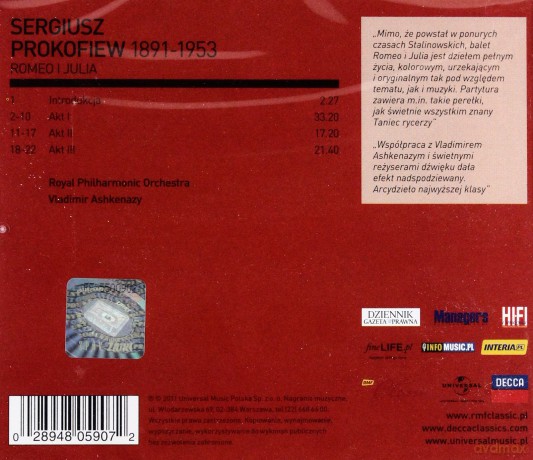Vladimir Ashkenazy & Vovka: Prokofiew:Romeo I Julia (Rmf Classic) [CD]
