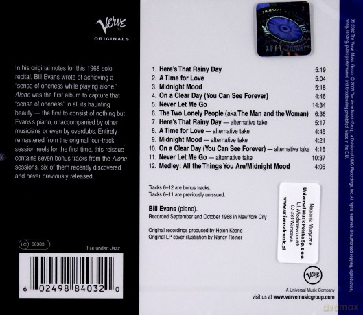 Bill Evans: Alone [CD]
