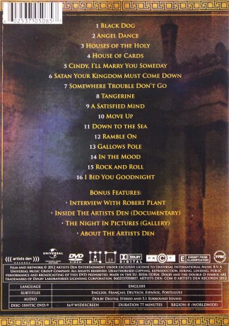 Robert Plant & The Band Of Joy: Live From The Artist's Den [DVD]