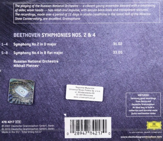 Mikhail Pletnev: Beethoven:Symph. 2 & 4  [CD]