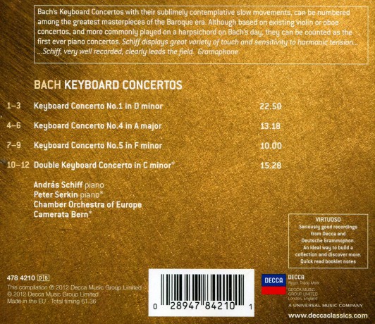 Andras  Schiff: Bach:Keyboard Concertos  [CD]