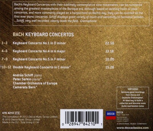Andras  Schiff: Bach:Keyboard Concertos  [CD]