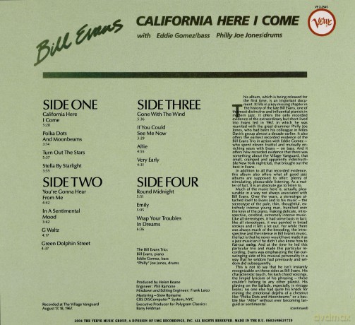 Bill Evans: California Here I Come [CD]
