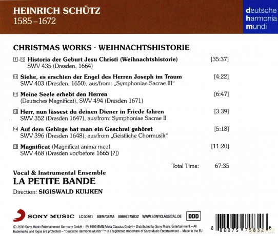 La Petite Bande: Schutz: Christmas Works - Weihnachtshistorie [CD]