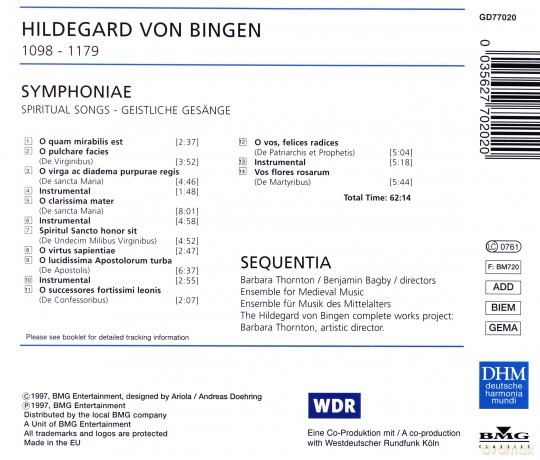 Sequentia: Hildegard Von Bingen: Geistliche Gesänge [CD]