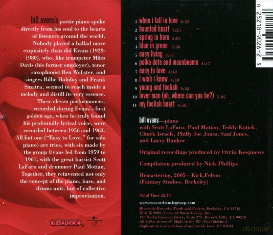 Bill Evans: Plays For Lovers (Concord) [CD]