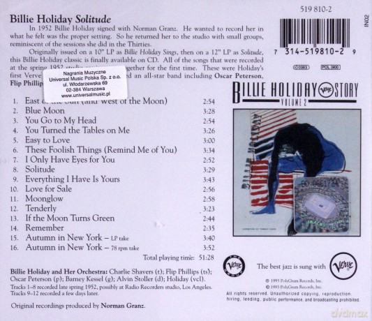 Billie Holiday: Solitude [CD]
