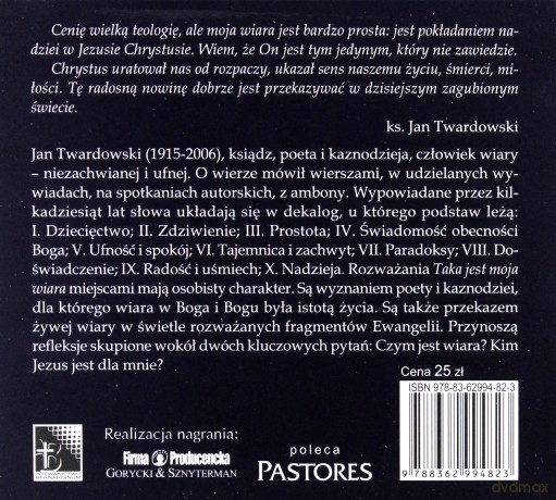 Taka jest moja wiara - Ks. Jan Twardowski (digipack) [AUDIOBOOK] [CD]