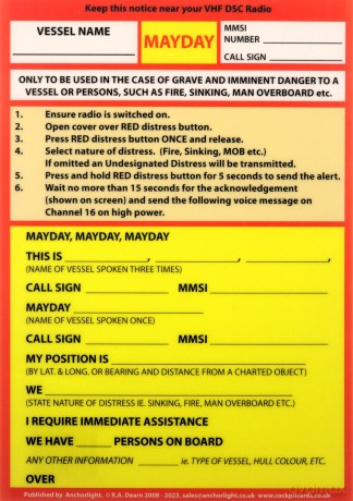 VHF DSC Mayday Procedure Card (Cockpit Cards) - Robert Dearn [KSIĄŻKA]