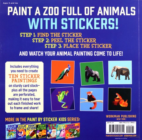 Workman Publishing Paint by Sticker Kids: Zoo Animals: Create 10 Pictures One Sticker at a Time! [KSIĄŻKA]