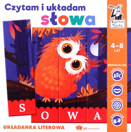 Puzzle Czytam i układam Słowa Sowa Układanka literowa Kapitan Nauka [PUZZLE]
