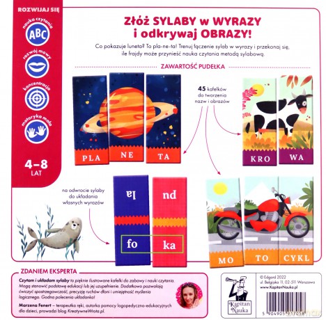 Puzzle Czytam i układam Sylaby Rakieta Układanka sylabowa Kapitan Nauka [PUZZLE]