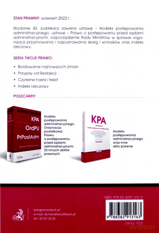 KPA. PPSA. Kodeks postępowania administracyjnego. Prawo o postępowaniu przed sądami administracyjnymi [KSIĄŻKA]