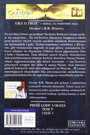 Taniec ze smokami. Pieśń lodu i ognia (Tom 1) (okładka filmowa) - George R.R. Martin [KSIĄŻKA]