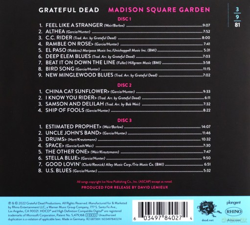 Grateful Dead: Madison Square Garden '81, '82, '83 [3CD]