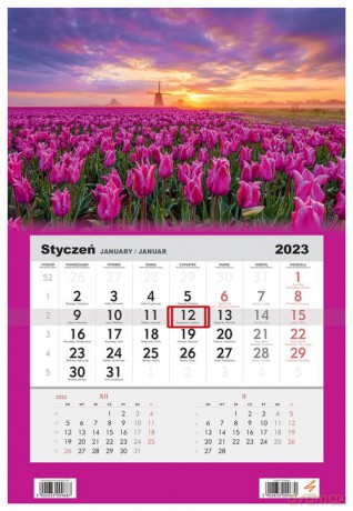 Kalendarz 2023 Jednodzielny Kwiaty Tulipany [KALENDARZ]