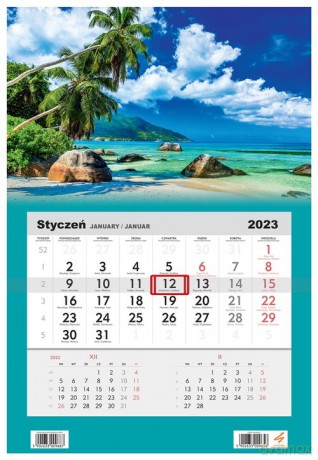 Kalendarz 2023 Jednodzielny Plaża Seszele [KALENDARZ]