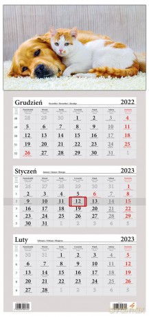 Kalendarz 2023 Trójdzielny LUX Pies i Kot [KALENDARZ]