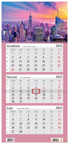 Kalendarz 2023 Trójdzielny Nowy Jork [KALENDARZ]