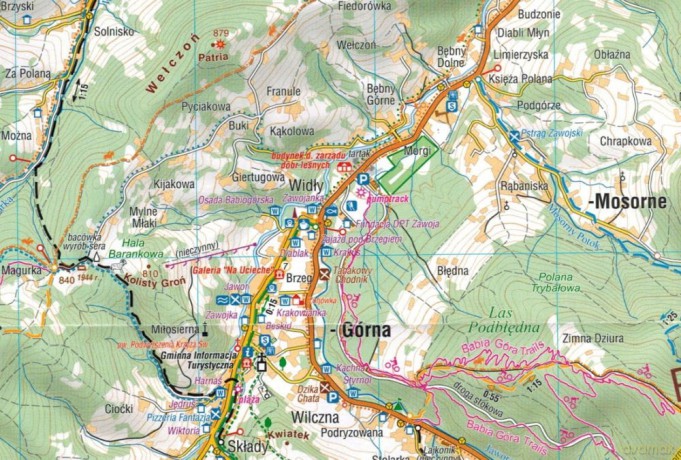Babia Góra. Zawoja. Mapa turystyczna w skali 1:30 000