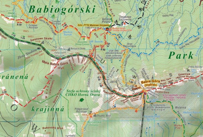 Babia Góra. Zawoja. Mapa turystyczna w skali 1:30 000