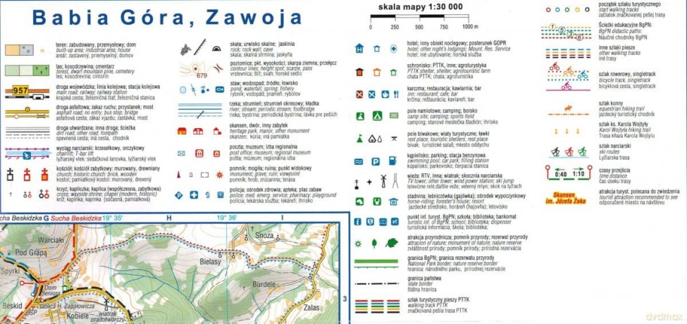 Babia Góra. Zawoja. Mapa turystyczna w skali 1:30 000