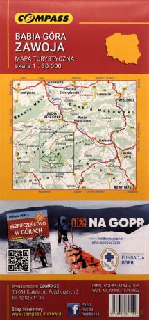 Babia Góra. Zawoja. Mapa turystyczna w skali 1:30 000